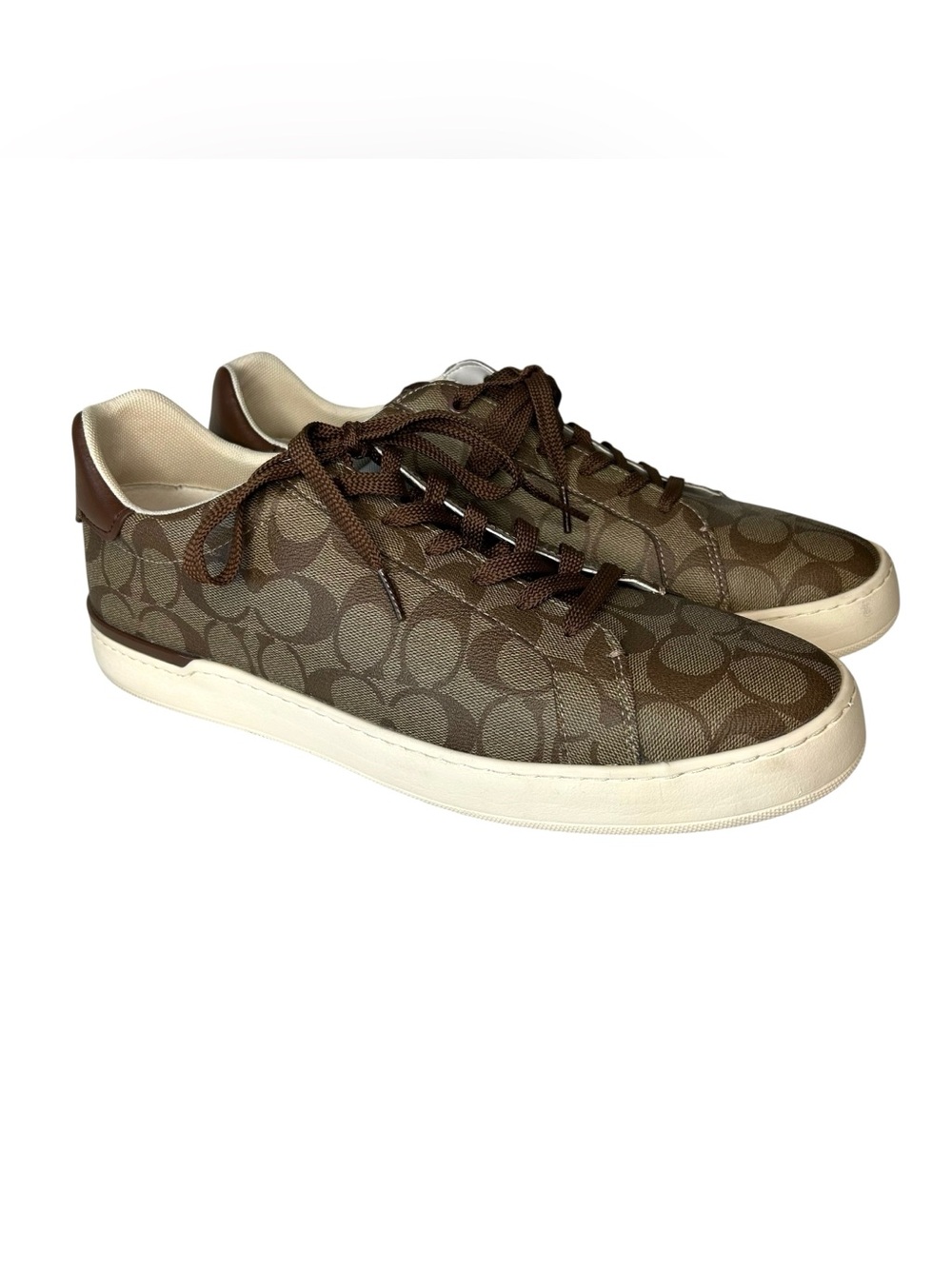 COACH Men’s Size 13D Clip Signature G4949 Khaki Saddle Brown Low Top Sneaker.